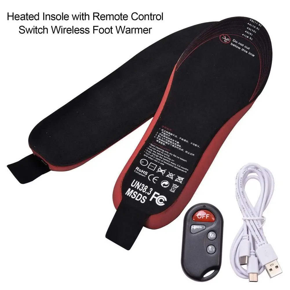 Sole Electric Heating Thermostat Remote Control Footrest Charging Usb Foot Warmer Insole Ski Cycling Cold Protection Insole