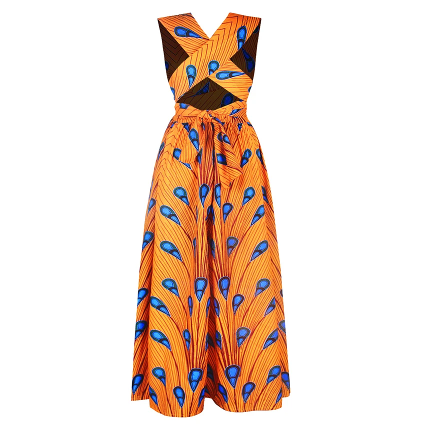 Вечерние платья без рукавов в африканском стиле с традиционным принтом Дашики