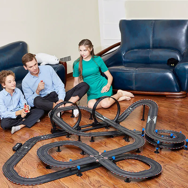 1:64 Track Racing Scalextric Double Competitive Slot Car Remote Control Toys Spare Parts 4 Cars Birthday Present Gift