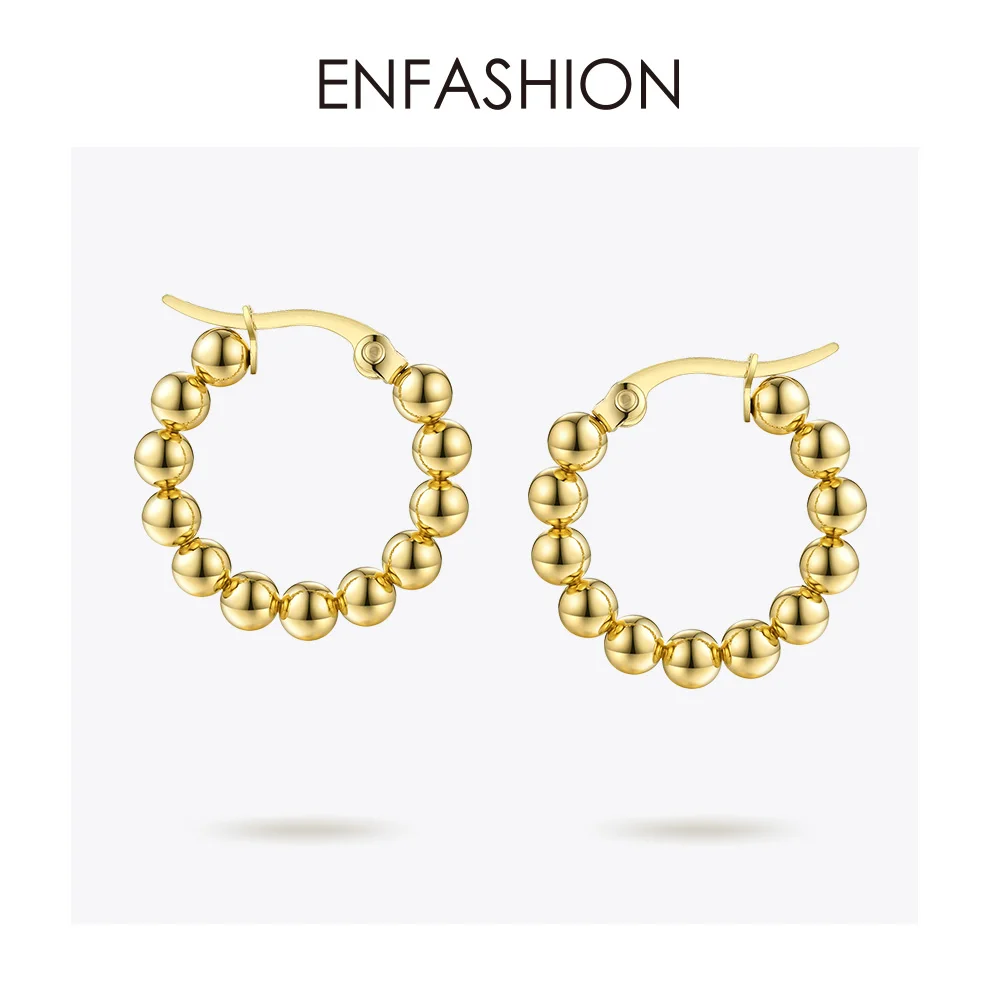 ENFASHION маленький металлический шар серьги кольца для женщин Золотой Цвет