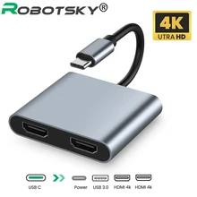 USB C 3.0 Hub Adapter USB Type C To 4K HDMI-compatible Audio Video Converter PD 60W Fast charger For Macbook Pro Samsung Huawei