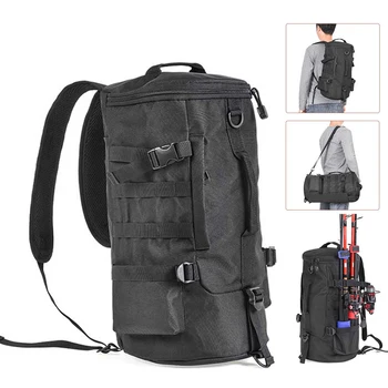 

Fishing Bag Black Cylindrical Large Capacity Fishing Tackle Backpack Outdoor Shoulders Bag Tackle Storage Bags Travel Carry Bag