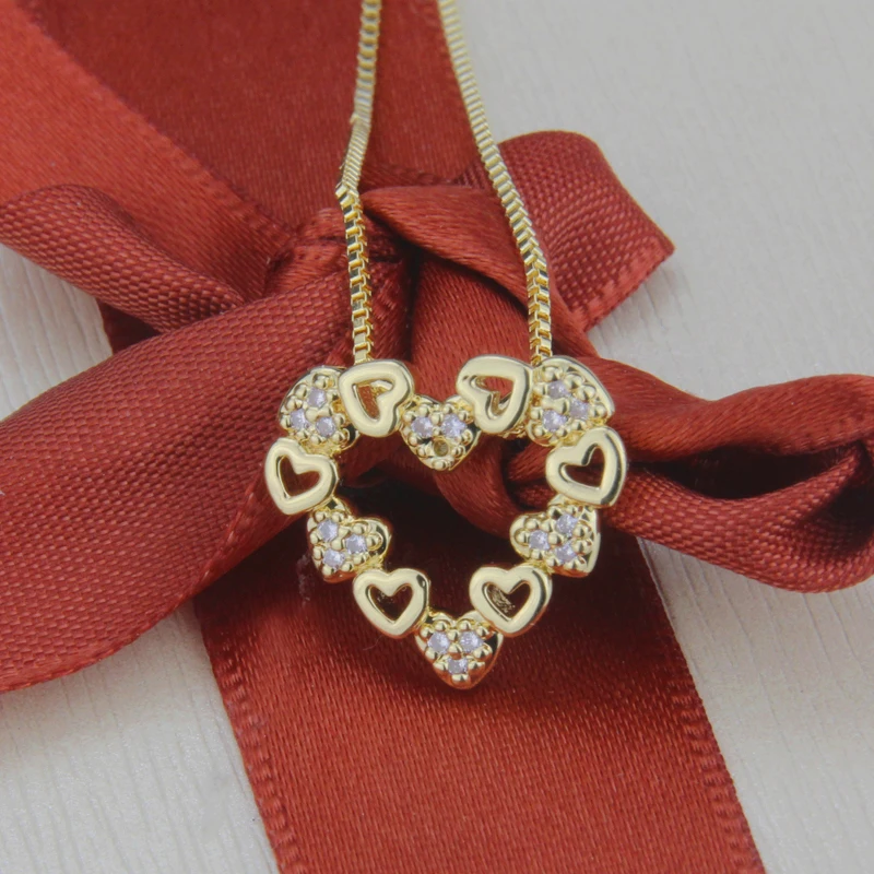 SUNSLL, модное Золотое медное ожерелье, белое циркониевое ожерелье для женщин, ожерелье в форме сердца, вечерние ювелирные изделия, кулон, подарки