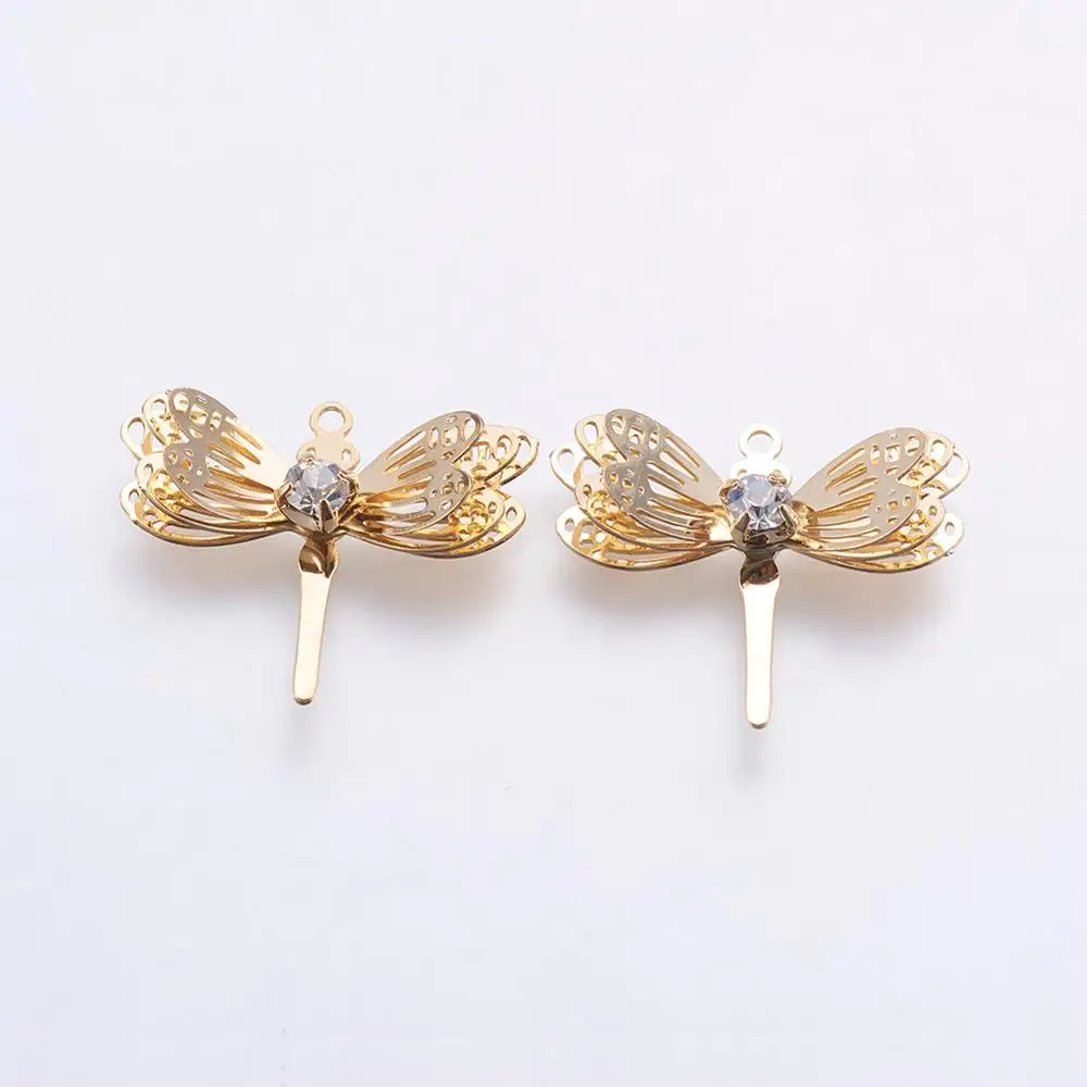 40pcs Electroplated Brass  Butterfly Dragonfly Pendants for Jewelry DIY Making Findings 13x20x5mm 18x22x4mm