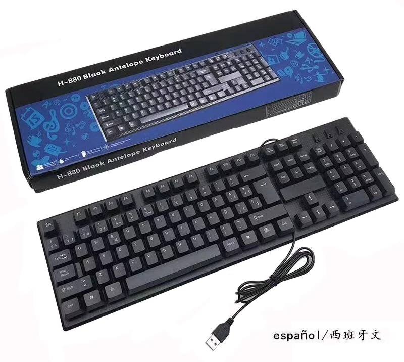Русская, испанская, Арабская, Французская клавиатура, проводная USB клавиатура, 104 клавиш, RU+ En, клавиатуры, офисный компьютер, держатель, клавиатура для ПК, ноутбука