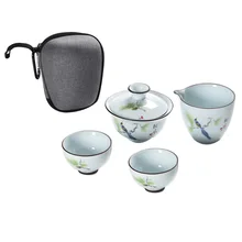 Чайный набор, посуда, чайный горшок, керамический гайвань, чайные чашки, китайский чайный набор, портативный дорожный чайный набор C23