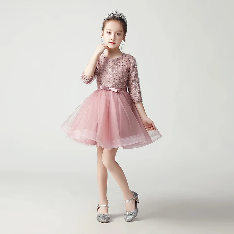 

New Arrival Dust Pink Flower Flower Girl Dresses 2019 Short Wedding Party Event Girl Prom Dresses First Communication Dresses
