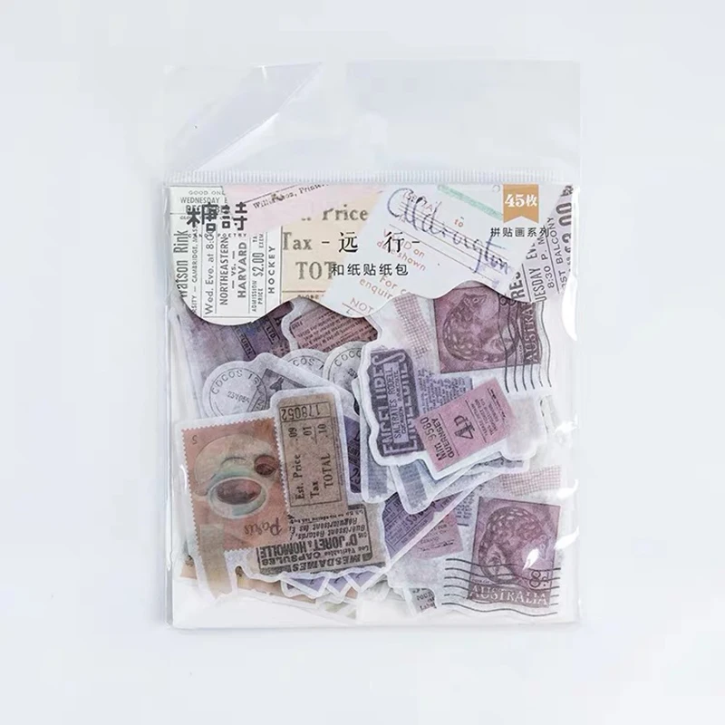 XINAHER 45 Pcs/bag Vintage Plant collage stamp paper sticker DIY decoration sticker for album scrapbooking label sticker