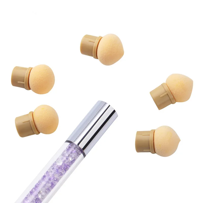 Sponge Heads Brush Sharp Round Replaceable Powder Brush Shade Gradient Pen Nail Art Tool UV Gel Polish New Design for Manicure