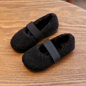 

Kids Girls Casual Cotton Shoes Children Loafers Set of Feet shoes Winter Plush Moccasins Faux Fur Warm Comfortable SH050