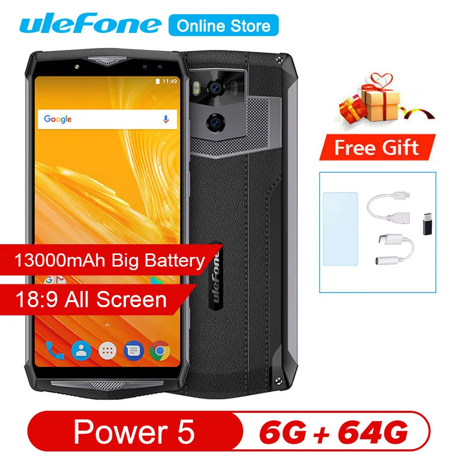 

Ulefone Power 5 Face ID Wireless Charge Android 8.1 MTK6763 Octa Core 18:9 6.0''FHD 6GB RAM 64GB ROM 13000mAh Mobile Phone