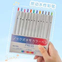 Ensemble de stylos à aquarelle à pression Simple, 12 couleurs, surligneur d'art de l'école primaire, peinture de Graffiti à base d'eau 