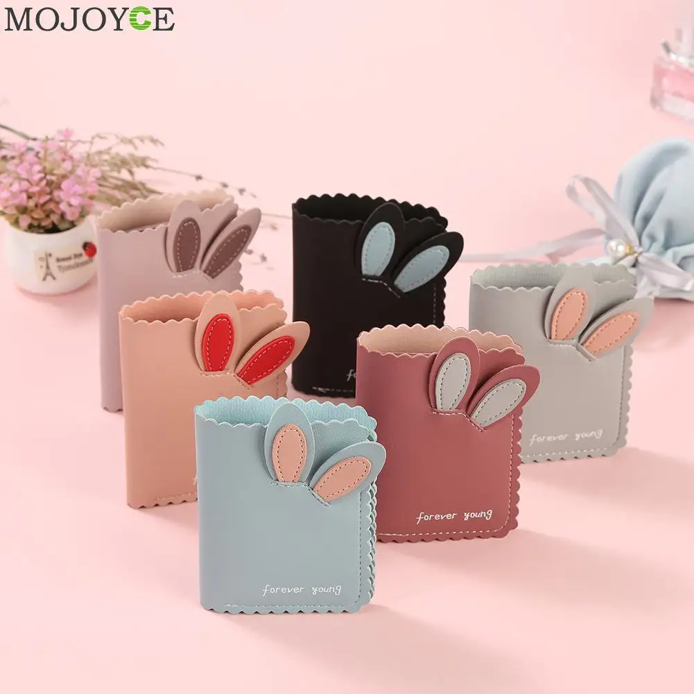 Monedero de piel sintética con Orejas de conejo para mujer, Mini cartera multifuncional, sencillo, con empalme, tarjetero