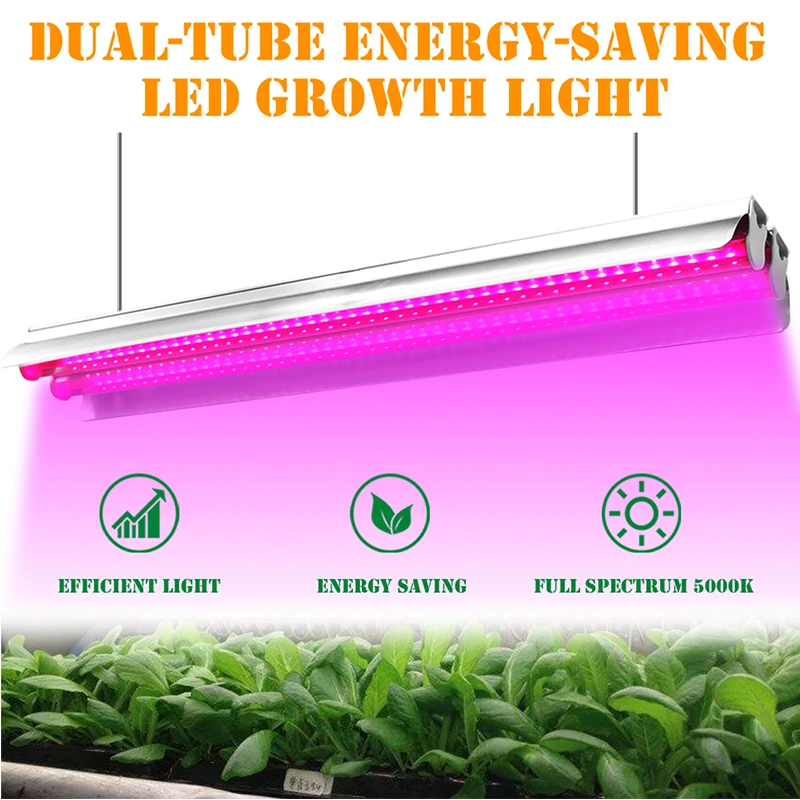 

Aluminum grow light led power saving Double tube Phyto lamp For plants Seedlings flowers crop full spectrum 3500k 5000k 6500k