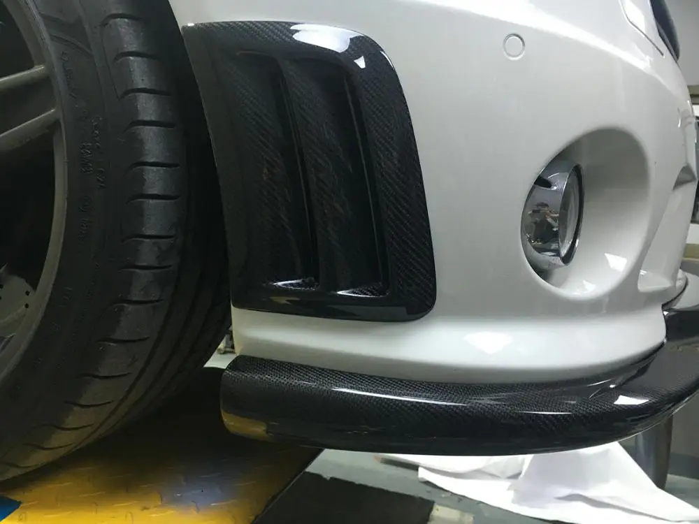 Углеродное волокно передний Боковой бампер совки воздуховод вентиляционная решетка пара заглушек комплект для Mercedes Benz W204 C63 подтяжку лица AMG 2008-2011 2010