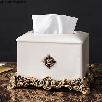 

European Style Ceramics Retro Tissue Box Home Hotel Storage Decoration Dining Table Napkin Holder Box Square Organize Boxes