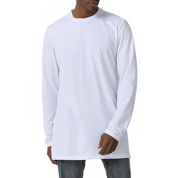 

Extra Long Fashion Side Split T Shirt Men 2020 Brand Hip Hop Streetwear Tee Shirt Homme Slim Fit Long Sleeve High Street Tshirt