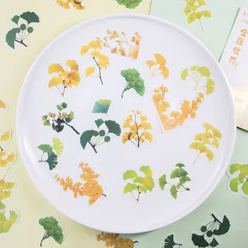 

45 pcs Vintage Stickers Bag Autumn Plant Ginkgo Decoration Stickers for DIY Scrapbooking Journal Stationery Kids Gifts