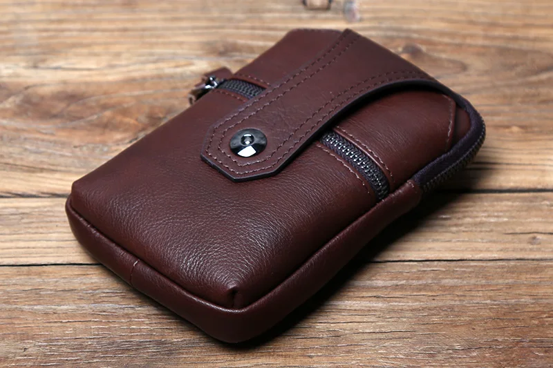 NZPJ Leder männer Taille Tasche Top Schicht Rindsleder Casual Handy Tasche Tragen Gürtel Vertikale Schulter Messenger Handy tasche – Detail 7