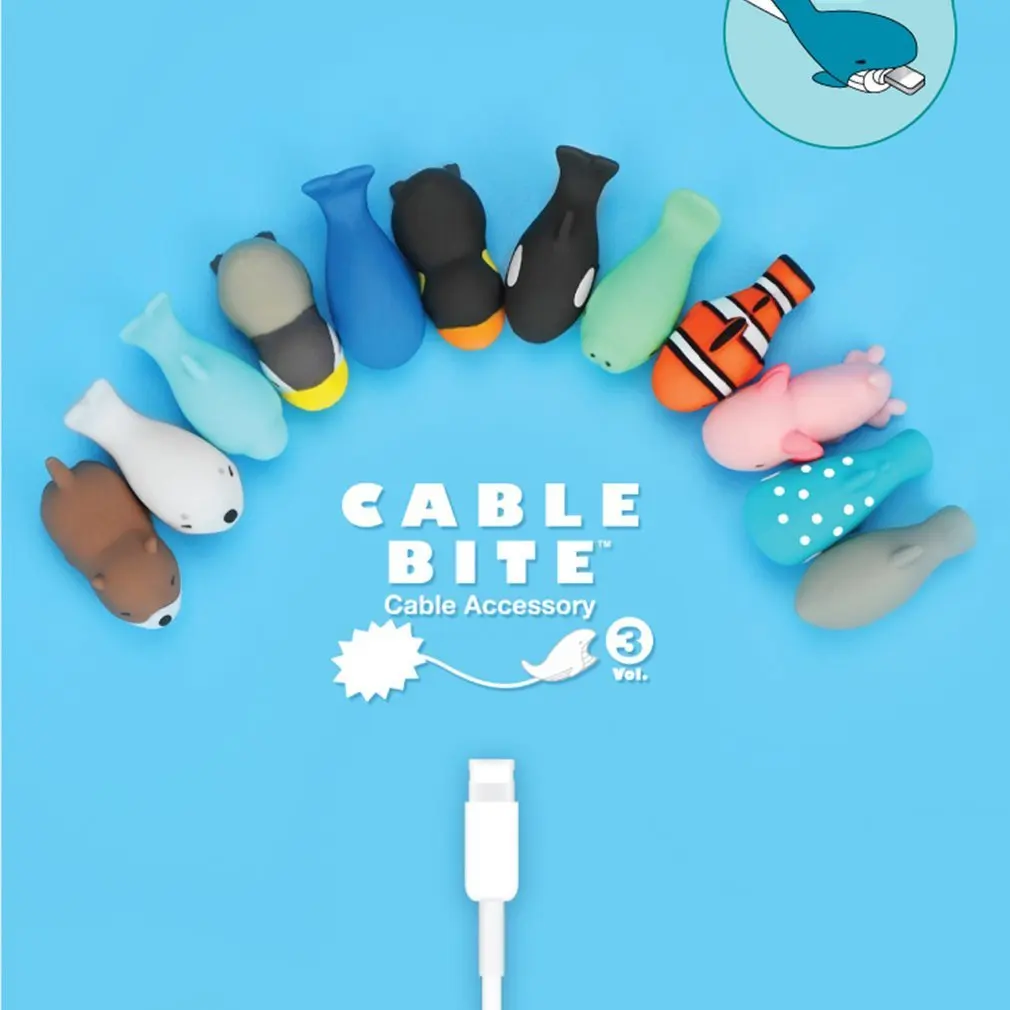 Милые животные кабель протектор укус для Iphone кабель протектор Битер usb Собака Панда мобильный в виде животного телефон разъем аксессуар
