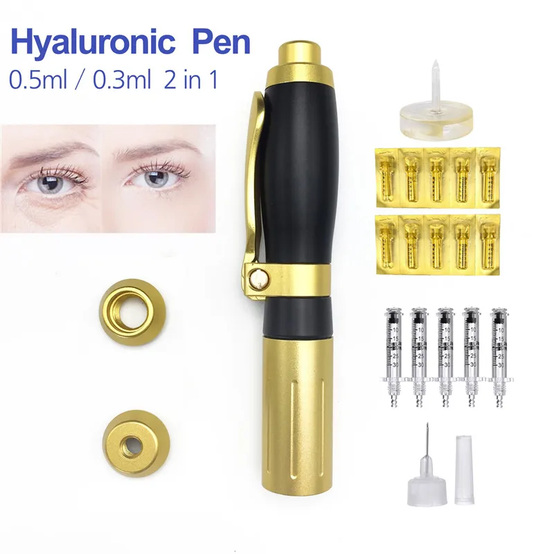 

New Double head 2 IN 1 Hyaluronic Pen 0.3ml/0.5ml hyaluronique Pen Hyaluronic Acid lip filler Needle free injection gun