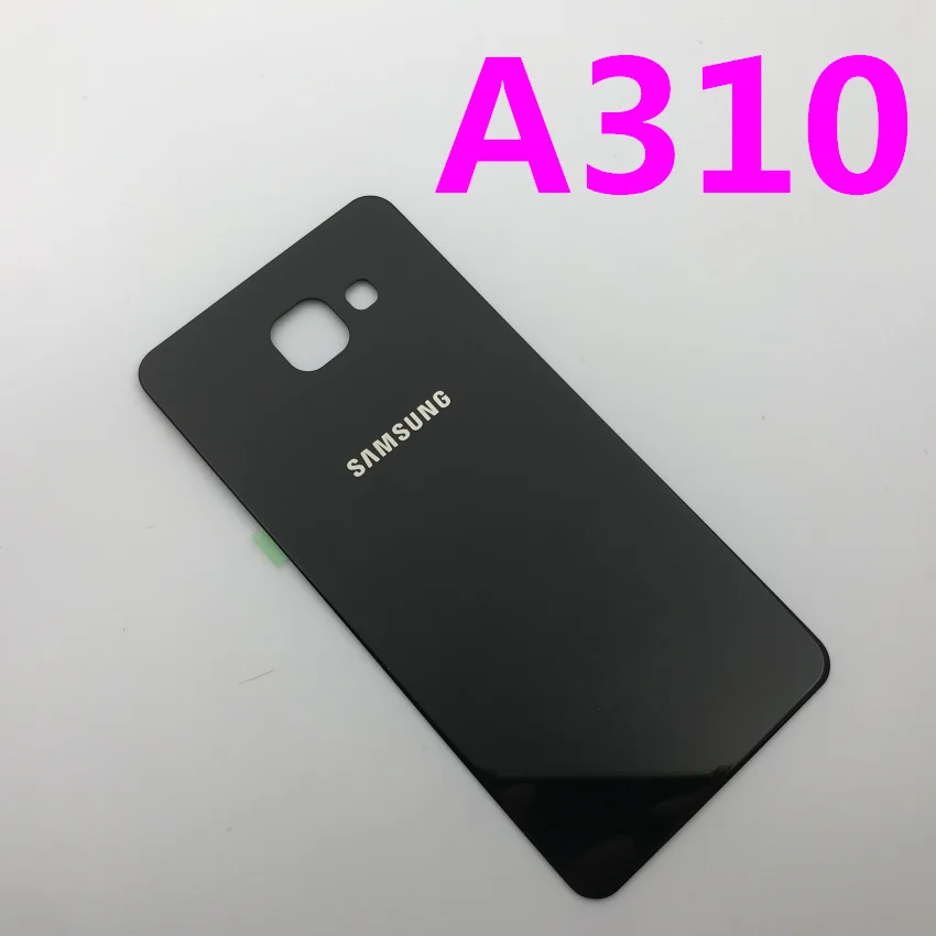 Задняя панель батареи Стекло задняя дверь Крышка для samsung Galaxy A3 A310 A310F A5 A510 A510F A7 A710 A710F() предварительно клейкие наклейки - Цвет: A310 black