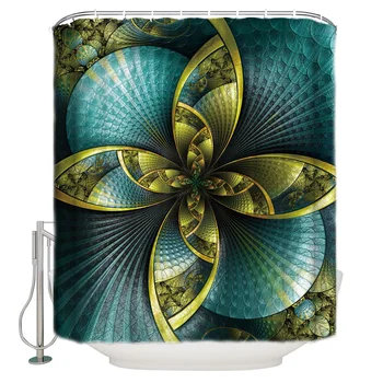 

Engraving Green Retro European Flower Shower Curtain Waterproof Bathroom Shower Curtain With Hook Accessory Bathroom Accessories