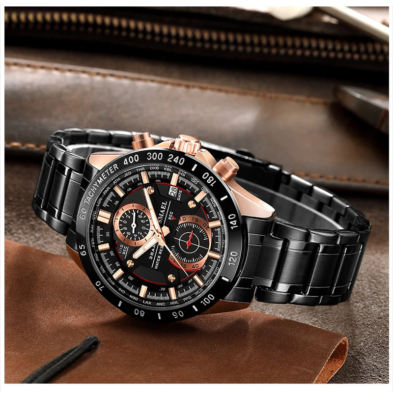 Часы SMAEL мужские с хронографом спортивные брендовые Роскошные полностью