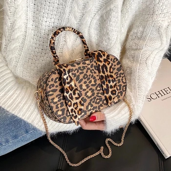 

Mini Leopard PU Leather Box-Shaped Crossbody Bags for Women 2021 Chain Handbags and Purses Womens Luxury Hand Bag