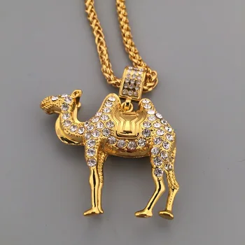

Popular Hip Hop 925 Silver Mosaic Zircon Camel Pendant Trendy Chain Necklace Fashion Charm Personality Jewelry Accessories