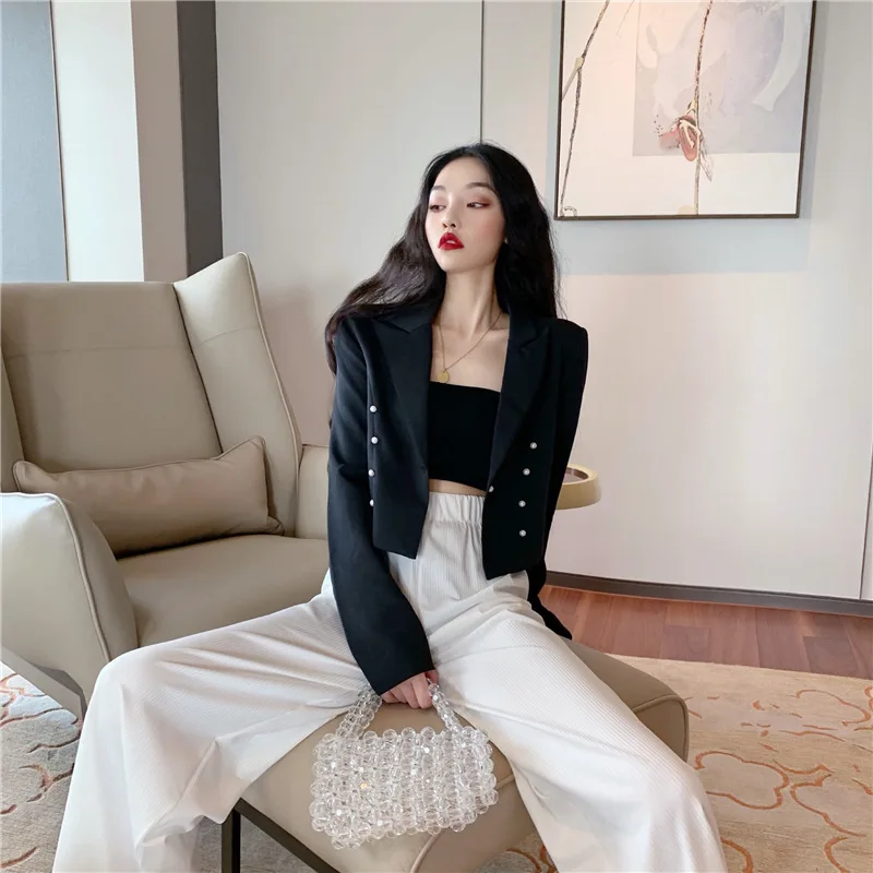 

Photo Shoot Net Price Slimming Versatile Black Short Suit Jacket
