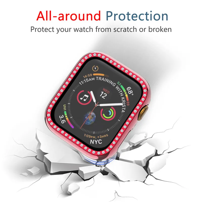 Чехол со стразами для Apple Watch Series 5 4 3 2 1 38 мм 42 мм чехол s для Iwatch 5 4 40 мм 44 мм аксессуары для часов Романтический защитный чехол