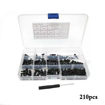 

210pcs/set M3 Black Hex series nylon screws, nuts, PCB board height hexagon spacer kit complete M2.5 screws Sending screw sword
