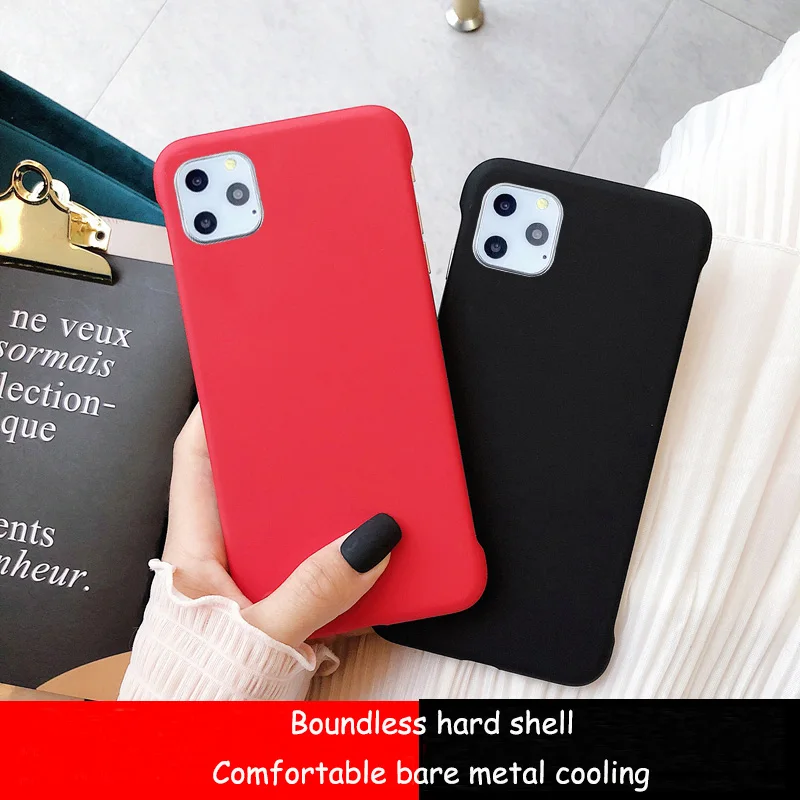 

Frosted Borderless Phone Case For iPhone 11 pro xs max xr x s s6 7 8 Plus Solid Color Bare Machine Thin Section