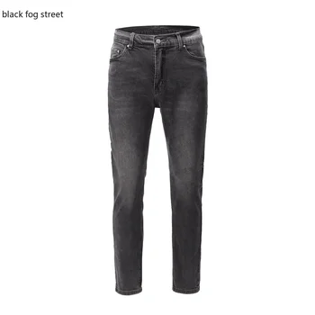 

black fog street k79# Men's stretch cotton denim biker jeans Slim fit pleated pants for motorcycle distressed mens jeans