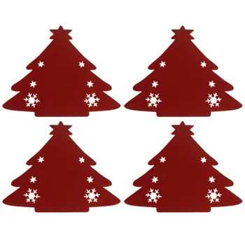 

4Pcs/Set Cutlery Storage Bag Christmas Tree Pattern Decoration Gift Dinning Table Knives And Forks Pockets Tableware Holder