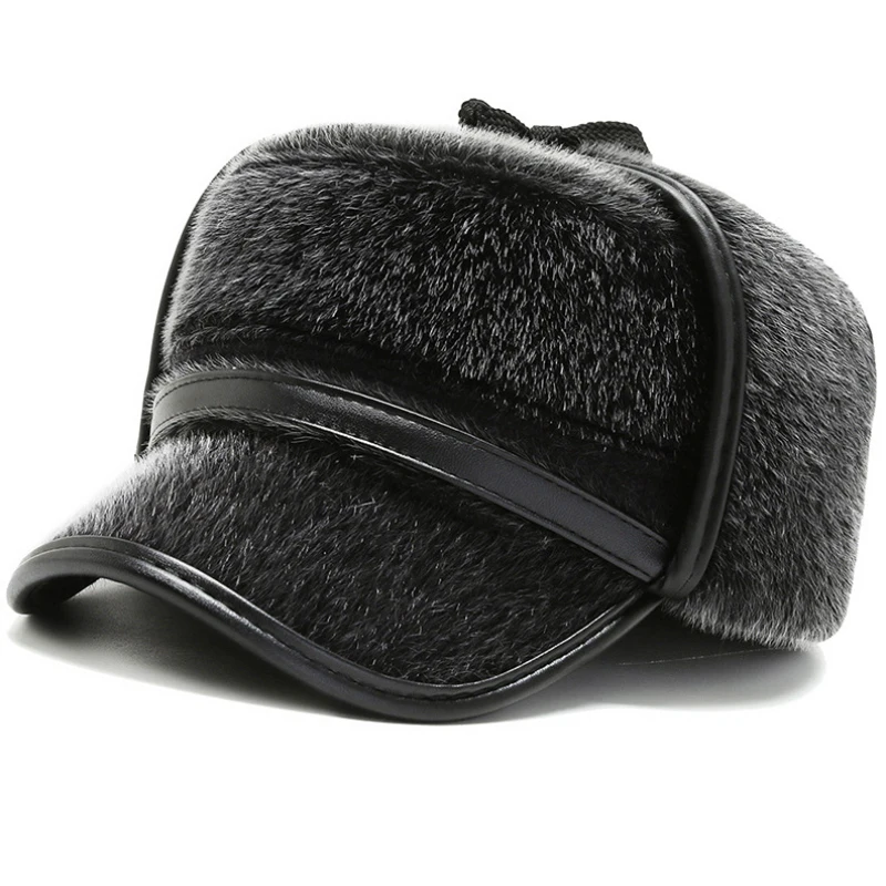 

2020 NEW Men Cap Thick Warm Winter Baseball Hat Male Elder Man Father Grandfather Dad Hats with Earflap Mink Fur Baseball Cap