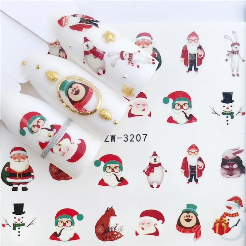 

1pcs Nail Art Water Decal Stickers Snowflake Deer Tree Nail Wrap Transfer Adhesive Tips Winter Manicure Decorations