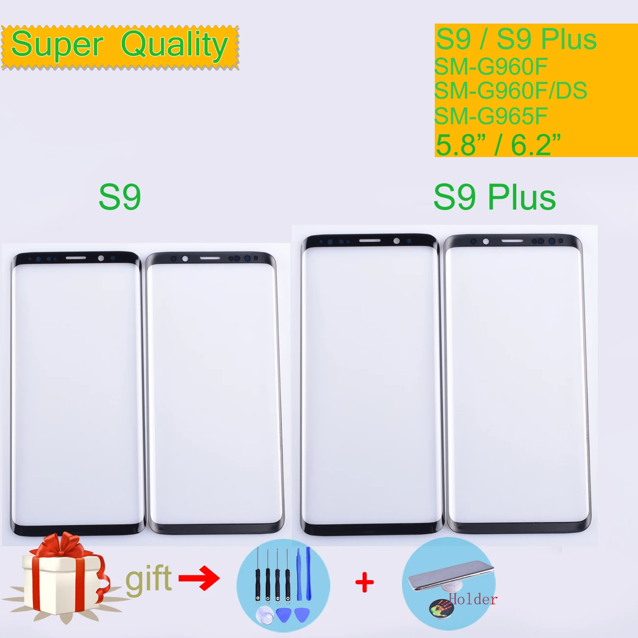 Для samsung Galaxy S9 G960 G960F SM-G960F S9 Plus G965F SM-G965F сенсорный экран передняя стеклянная панель внешняя стеклянная линза без lcd S9Plus