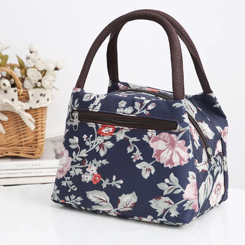 Deep blue peony Женская сумка для отдыха, сумка для хранения, модная сумка на молнии, сумка для обеда, водонепроницаемая сумка - Цвет: Deep blue peony