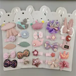 5 PCS/Set Hair Clips For Girls Fashion Sweet Girl Cartoon Style Hairpin Cloth BB Handmade In Hairband Hair Accessories