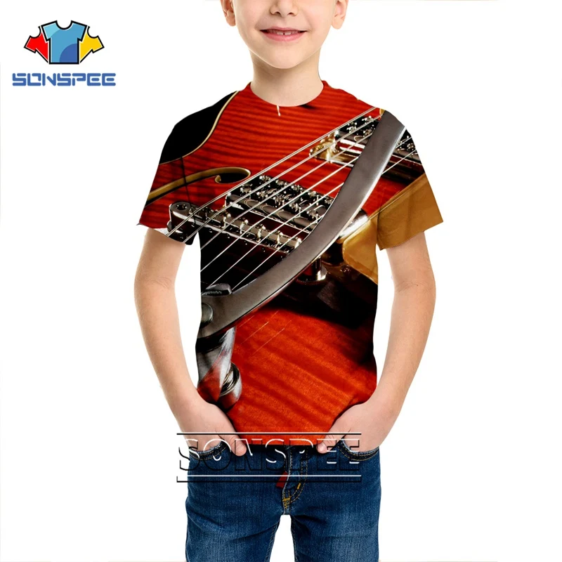 Футболка мужская футболка с 3d принтом аниме для мужчин футболки с гитарой, бас, музыка, Harajuku, Детские рубашки детская футболка модная футболка с короткими рукавами - Цвет: 05