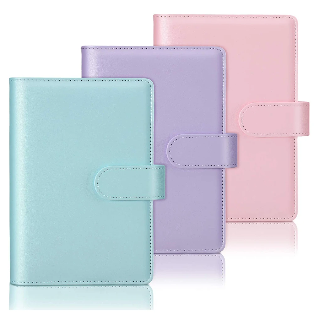 New A6 Vintage Refillable Notebook File Folder Notepad Cover Leather Ring Binder Cover Office Supplies Mint Blue afbeelding