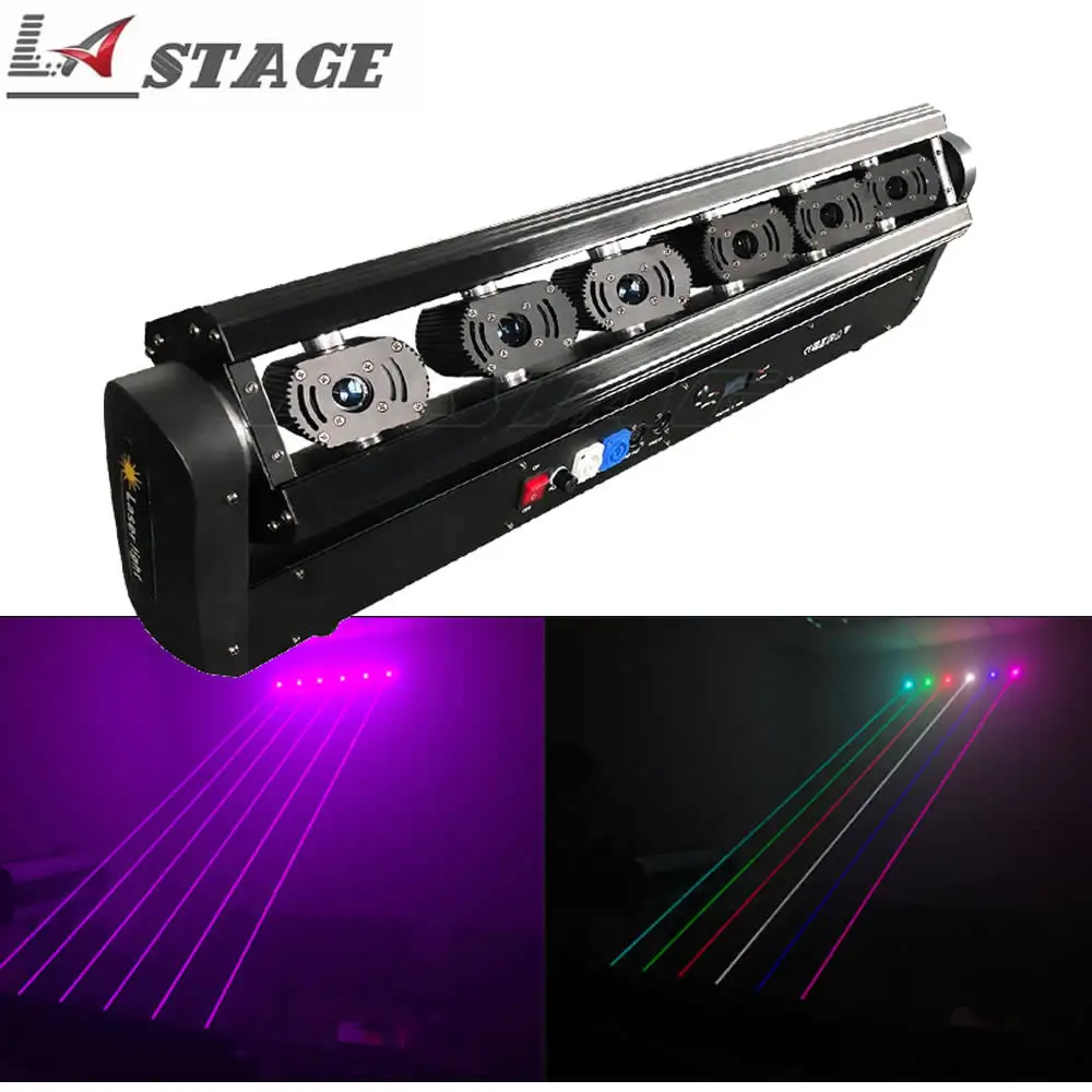 Dj Laser 6 Ogen Bar Licht Vet Beam Laser Rgb 500Mw Dmx Moving Head Beam