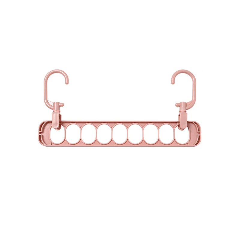 Pink Компактная Вешалка Волшебная вешалка с крюком органайзер для шкафа девять отверстий вращающийся Многофункциональный складной шкаф сушильная одежда - Цвет: Pink