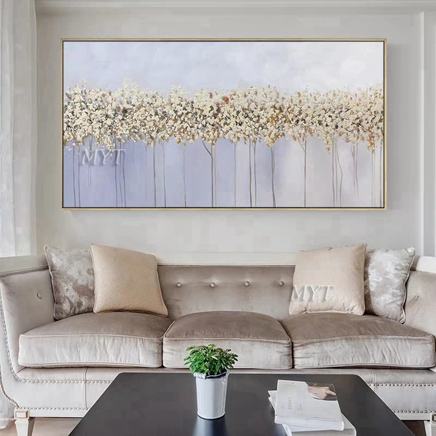 Günstig Weiße Blumen Abstrakte Ölgemälde Auf Leinwand Für Wohnzimmer Home Bilder Farbe Durch Moderne Öl Wand Kunst Gemälde Unframe