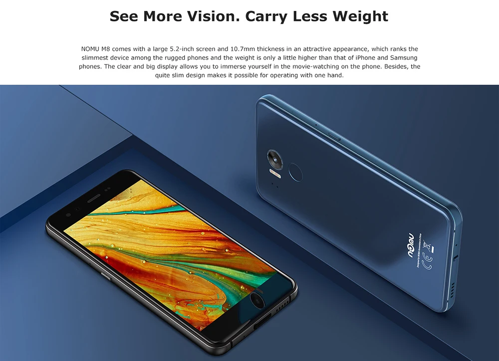  IP68 NOMU M8 4G Smartphone 5.2 inch Android 7.0 MTK6750T Octa Core 1.5GHz 4GB RAM 64GB ROM 21.0MP R