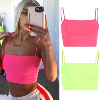 

2020 Newly Fashion Sexy Vest Solid Slim Sport Vest Women Party Club Short Crop Vest Female Sexy Iridescent Clothing Wholesale