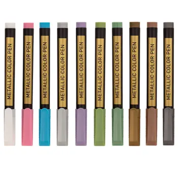 

10Pcs 8151 Water-Based Metal Marker Pen Note Pen Diy Photo Album Tags Metallic Marker Permanent Pens