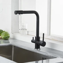  Kitchen Filtered Faucet Balck with Dot Brass Purifier Faucet Dual Sprayer Drinking Water Tap Vessel Sink Mixer Tap Torneira 